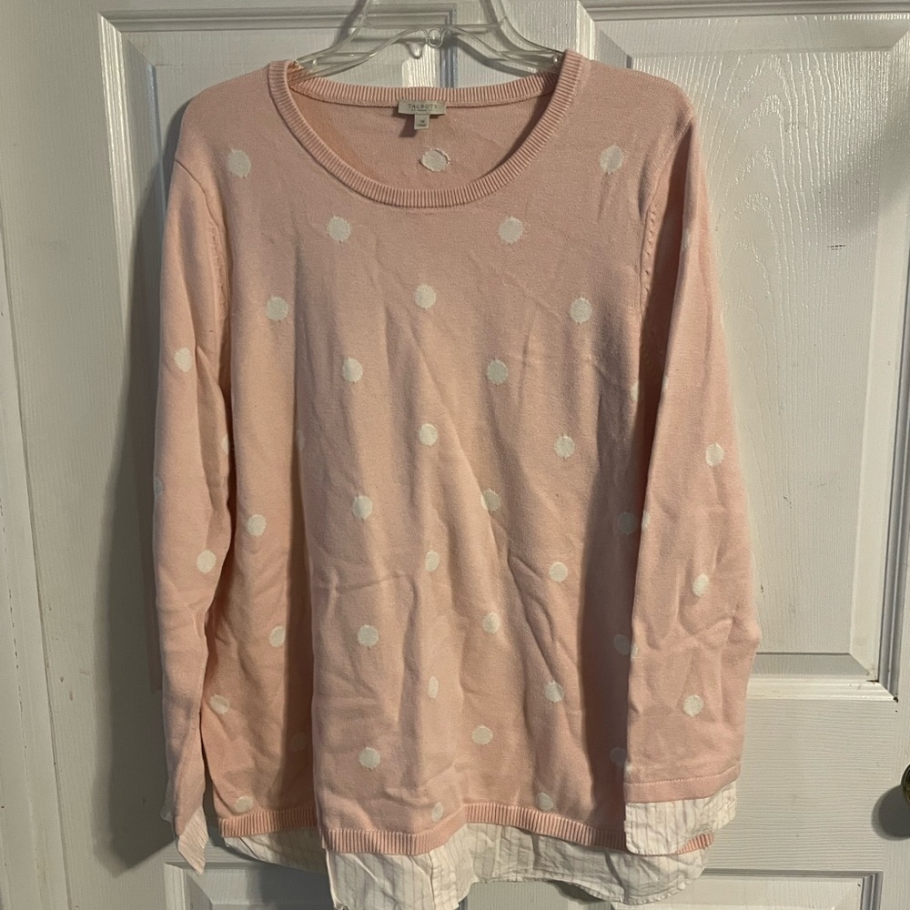 Talbots Pink Polka Dot Sweater